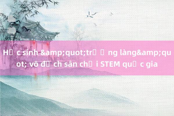 Học sinh &quot;trường làng&quot; vô địch sân chơi STEM quốc gia