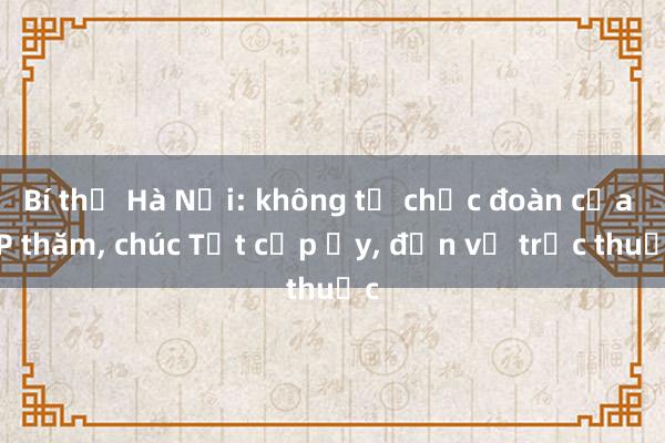 Bí thư Hà Nội: không tổ chức đoàn của TP thăm, chúc Tết cấp ủy, đơn vị trực thuộc